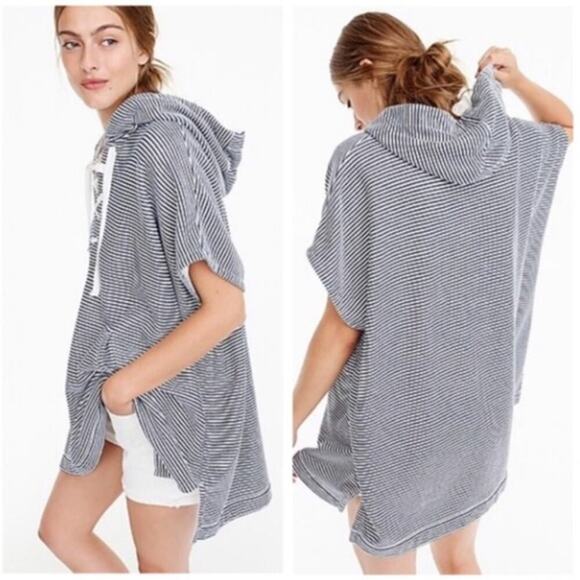 J. Crew Striped Hooded Swim Coverup - Navy and White - Picture 1 of 5